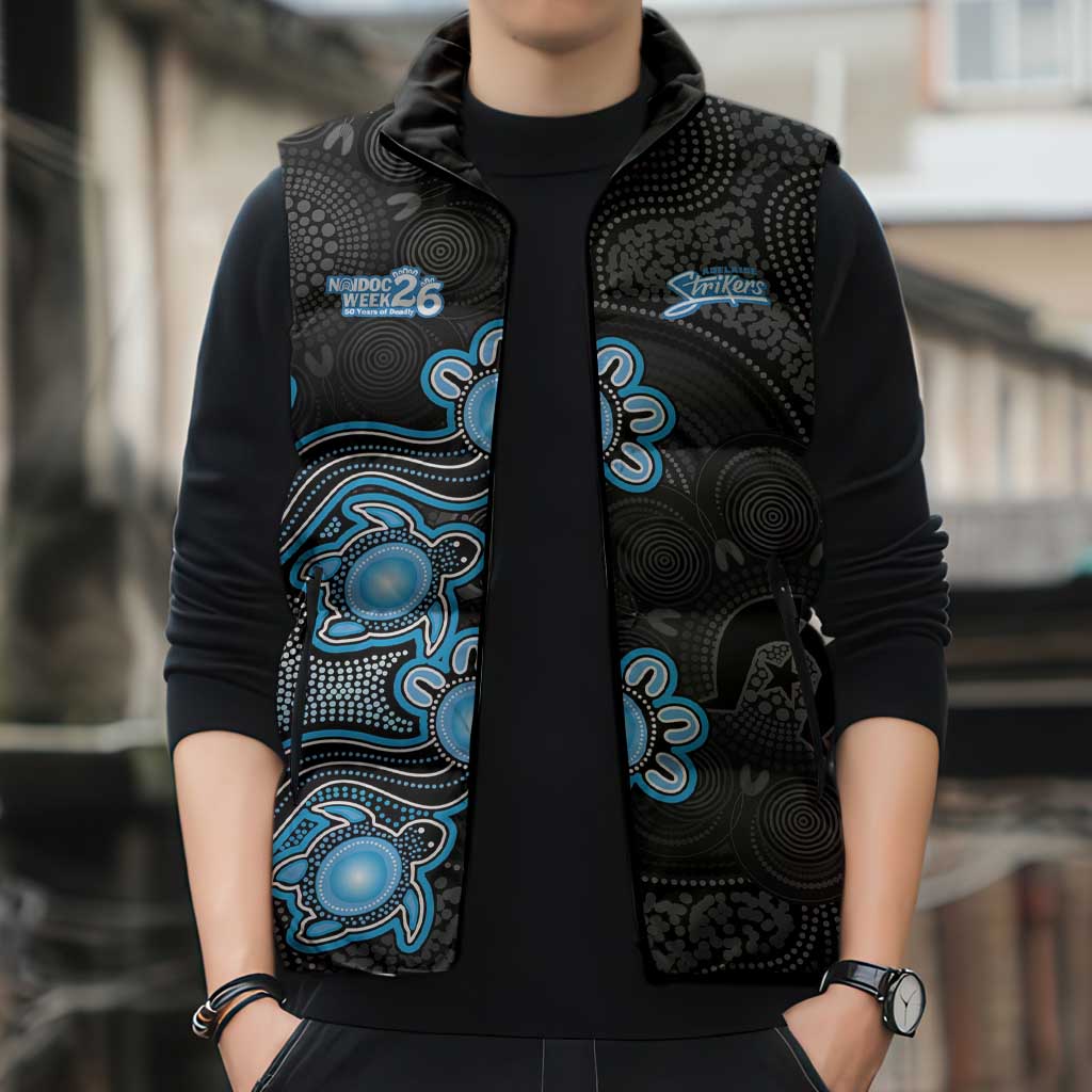 Personalised Adelaide Strikers NAIDOC Week 2026 Sleeveless Puffer Jacket Sea Turtles Aboriginal Art