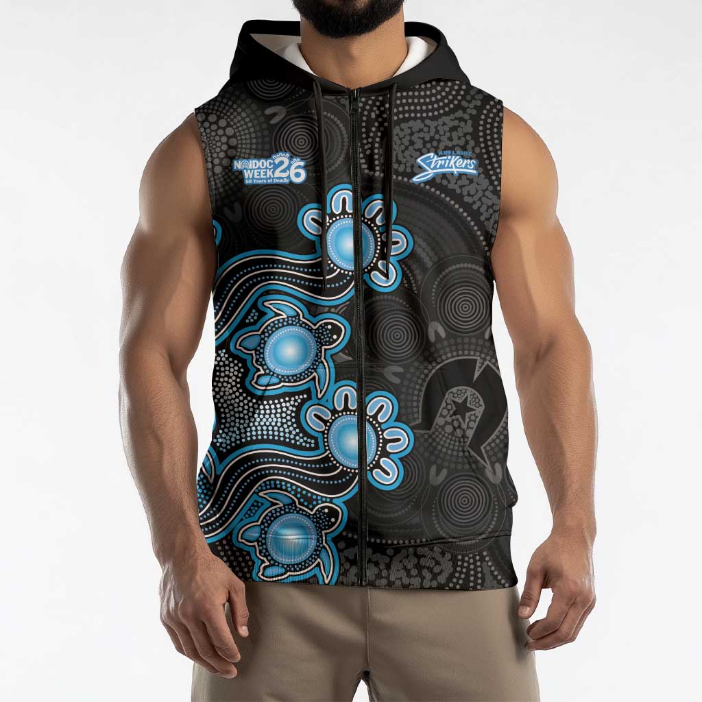 Personalised Adelaide Strikers NAIDOC Week 2026 Sleeveless Zip Hoodie Sea Turtles Aboriginal Art