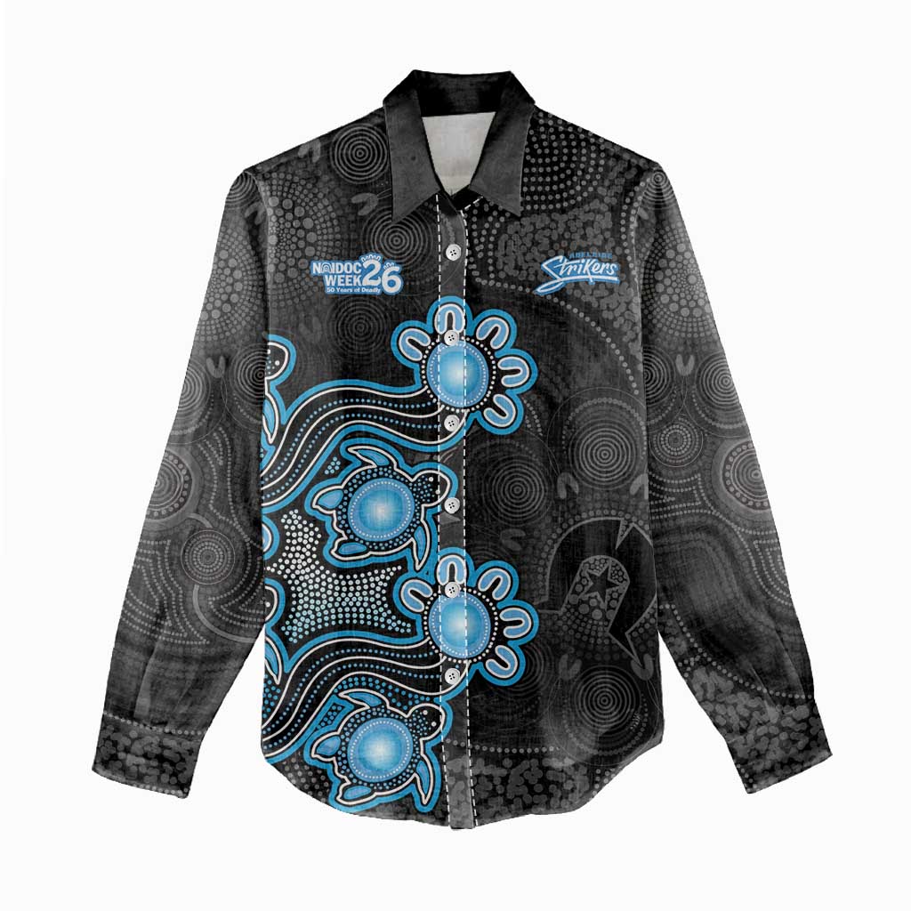 Personalised Adelaide Strikers NAIDOC Week 2026 Women Casual Shirt Sea Turtles Aboriginal Art