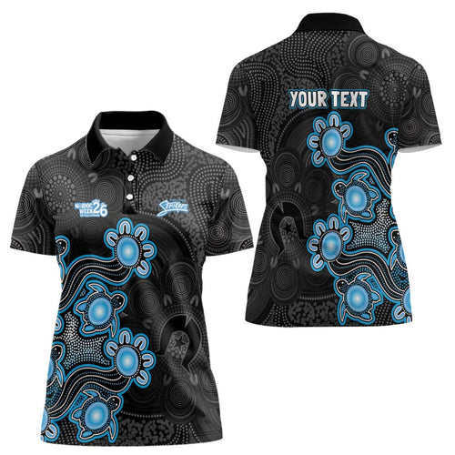 Personalised Adelaide Strikers NAIDOC Week 2026 Women Polo Shirt Sea Turtles Aboriginal Art