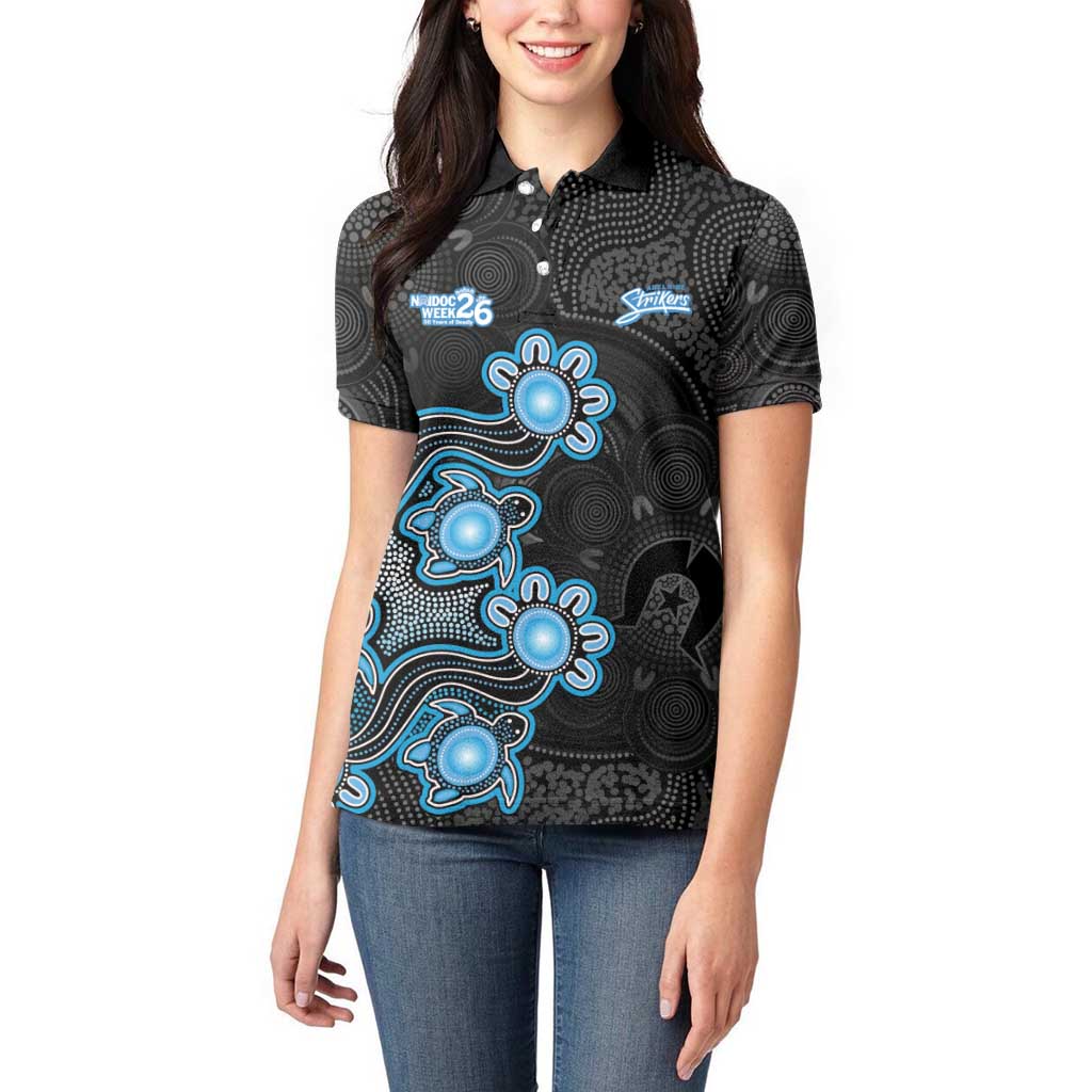 Personalised Adelaide Strikers NAIDOC Week 2026 Women Polo Shirt Sea Turtles Aboriginal Art