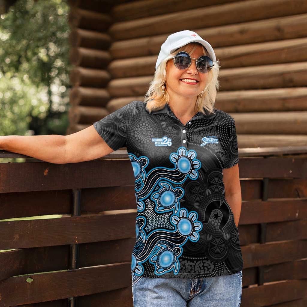 Personalised Adelaide Strikers NAIDOC Week 2026 Women Polo Shirt Sea Turtles Aboriginal Art