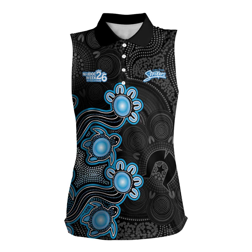Personalised Adelaide Strikers NAIDOC Week 2026 Women Sleeveless Polo Shirt Sea Turtles Aboriginal Art