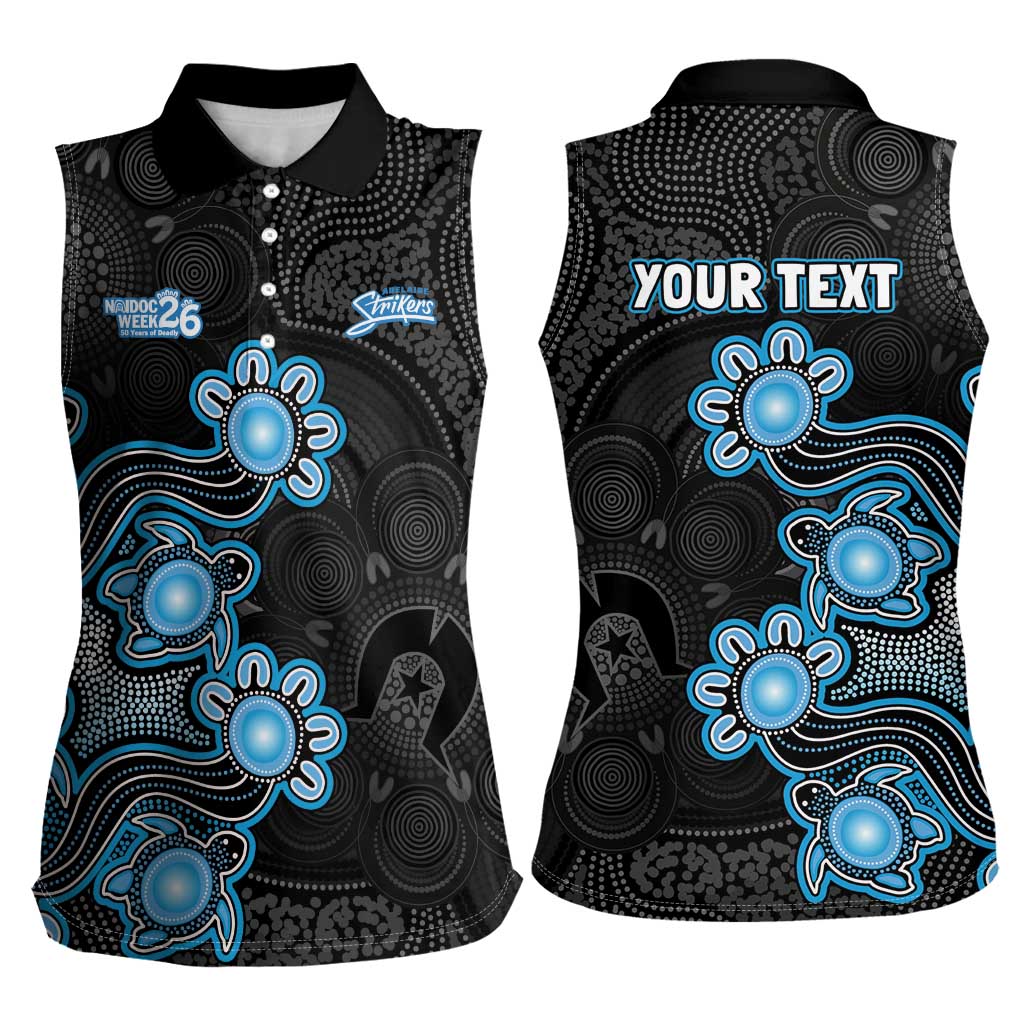Personalised Adelaide Strikers NAIDOC Week 2026 Women Sleeveless Polo Shirt Sea Turtles Aboriginal Art