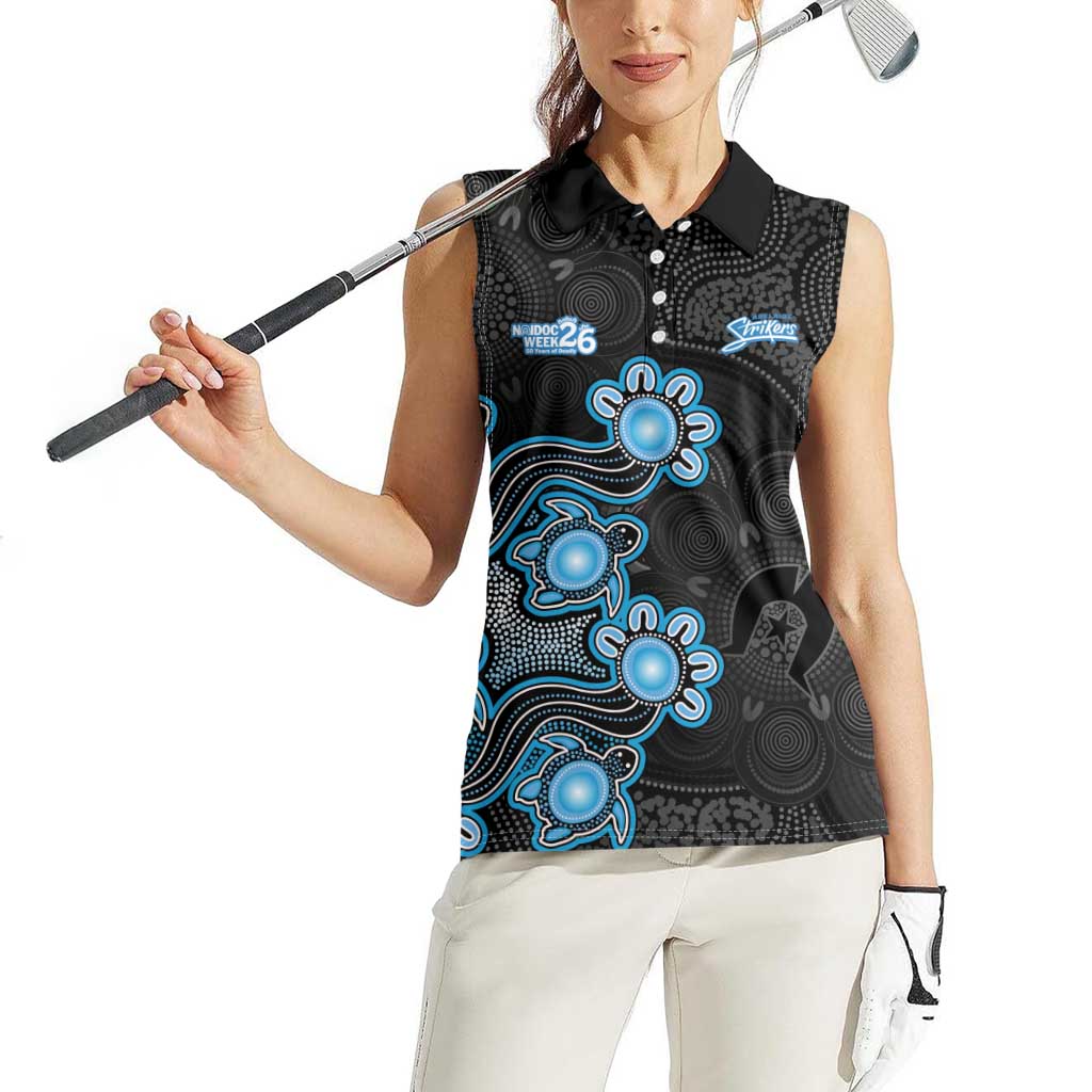 Personalised Adelaide Strikers NAIDOC Week 2026 Women Sleeveless Polo Shirt Sea Turtles Aboriginal Art