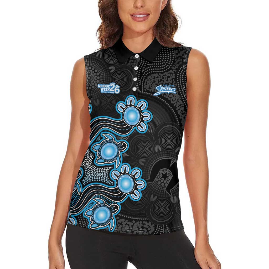 Personalised Adelaide Strikers NAIDOC Week 2026 Women Sleeveless Polo Shirt Sea Turtles Aboriginal Art