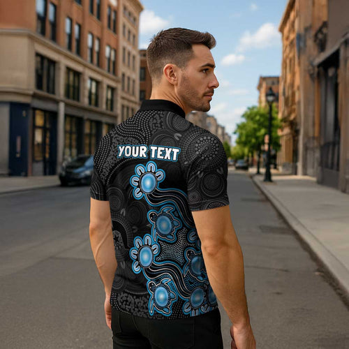 Personalised Adelaide Strikers NAIDOC Week 2026 Zipper Polo Shirt Sea Turtles Aboriginal Art