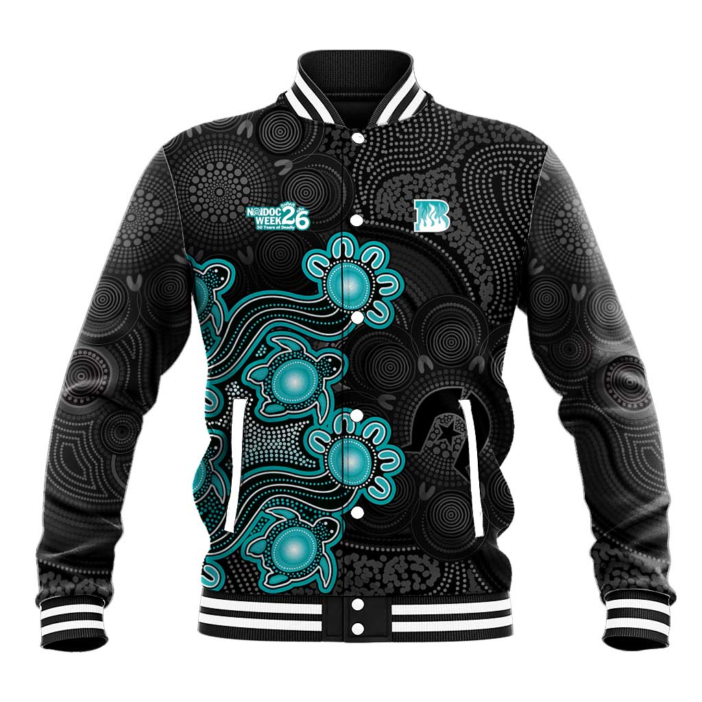 Personalised Brisbane Heat NAIDOC Week 2026 Baseball Jacket Sea Turtles Aboriginal Art