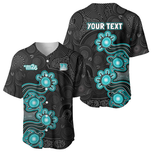 Personalised Brisbane Heat NAIDOC Week 2026 Baseball Jersey Sea Turtles Aboriginal Art