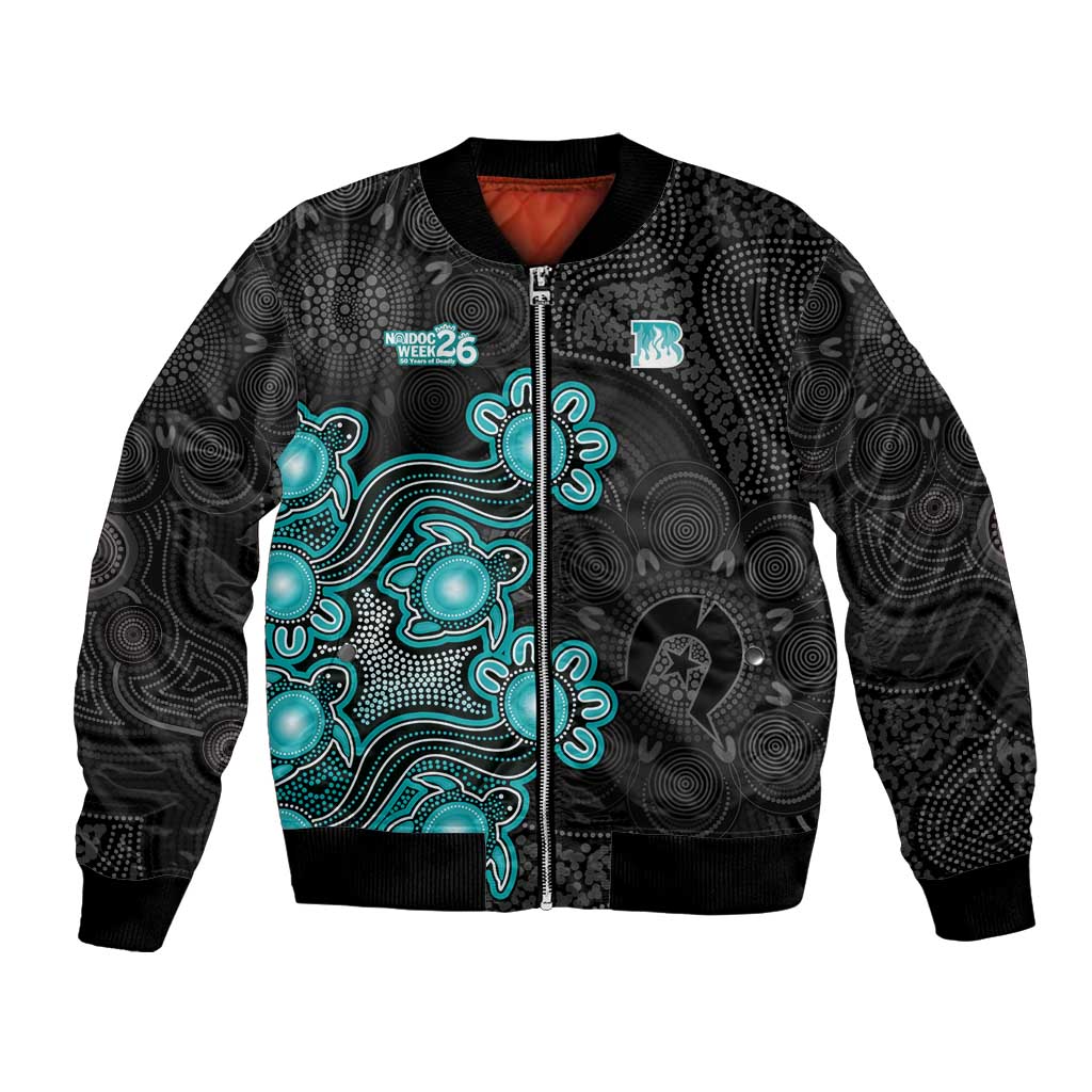 Personalised Brisbane Heat NAIDOC Week 2026 Bomber Jacket Sea Turtles Aboriginal Art