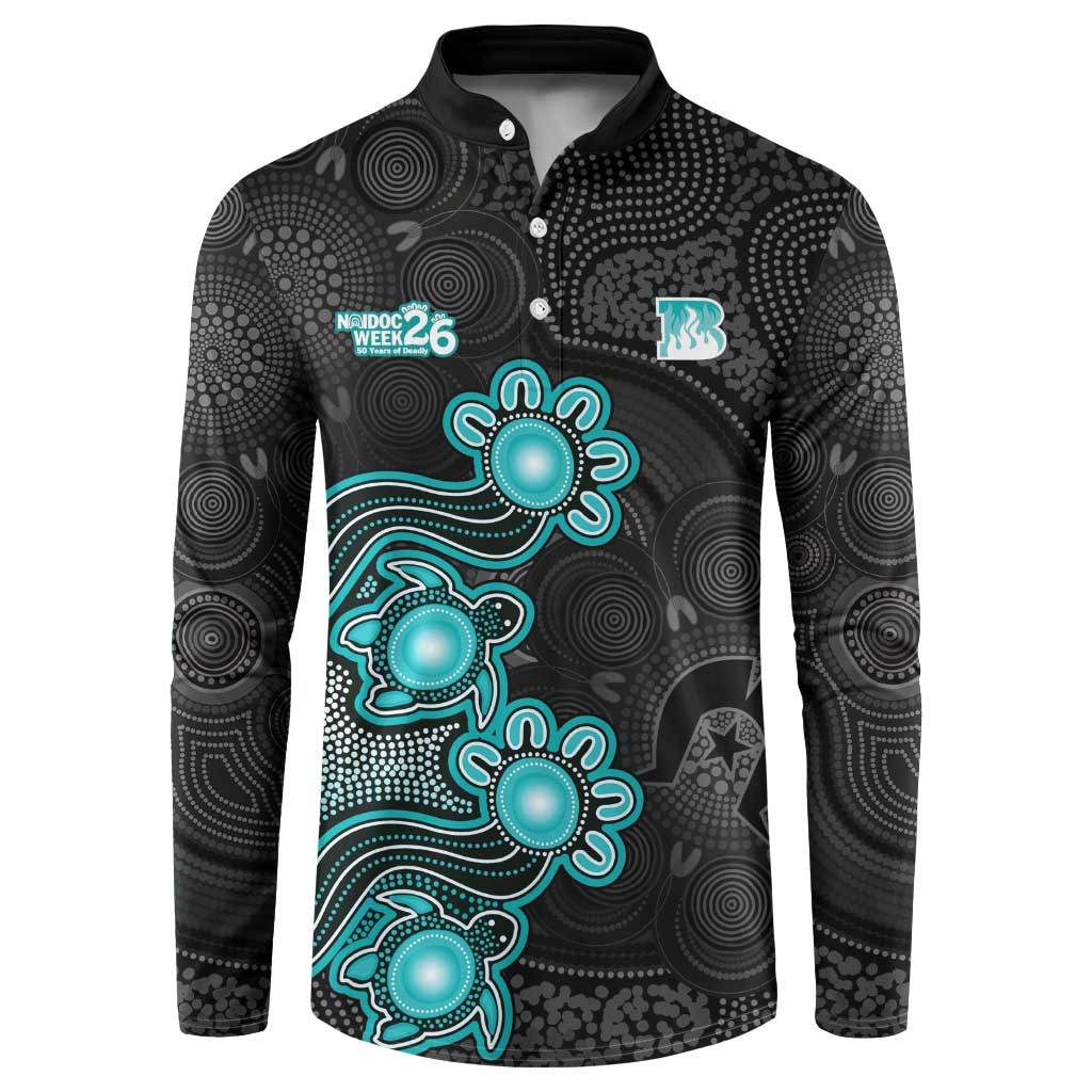 Personalised Brisbane Heat NAIDOC Week 2026 Button Sweatshirt Sea Turtles Aboriginal Art