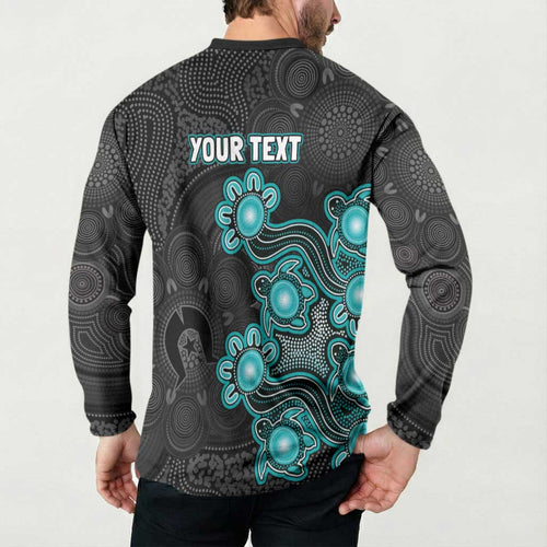 Personalised Brisbane Heat NAIDOC Week 2026 Button Sweatshirt Sea Turtles Aboriginal Art