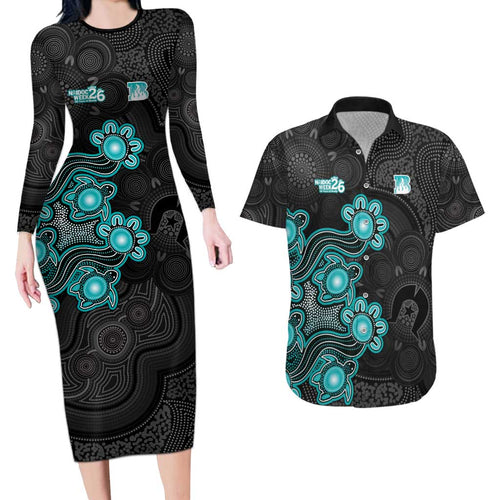 Personalised Brisbane Heat NAIDOC Week 2026 Couples Matching Long Sleeve Bodycon Dress and Hawaiian Shirt Sea Turtles Aboriginal Art