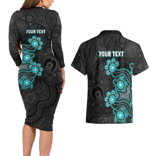 Personalised Brisbane Heat NAIDOC Week 2026 Couples Matching Long Sleeve Bodycon Dress and Hawaiian Shirt Sea Turtles Aboriginal Art