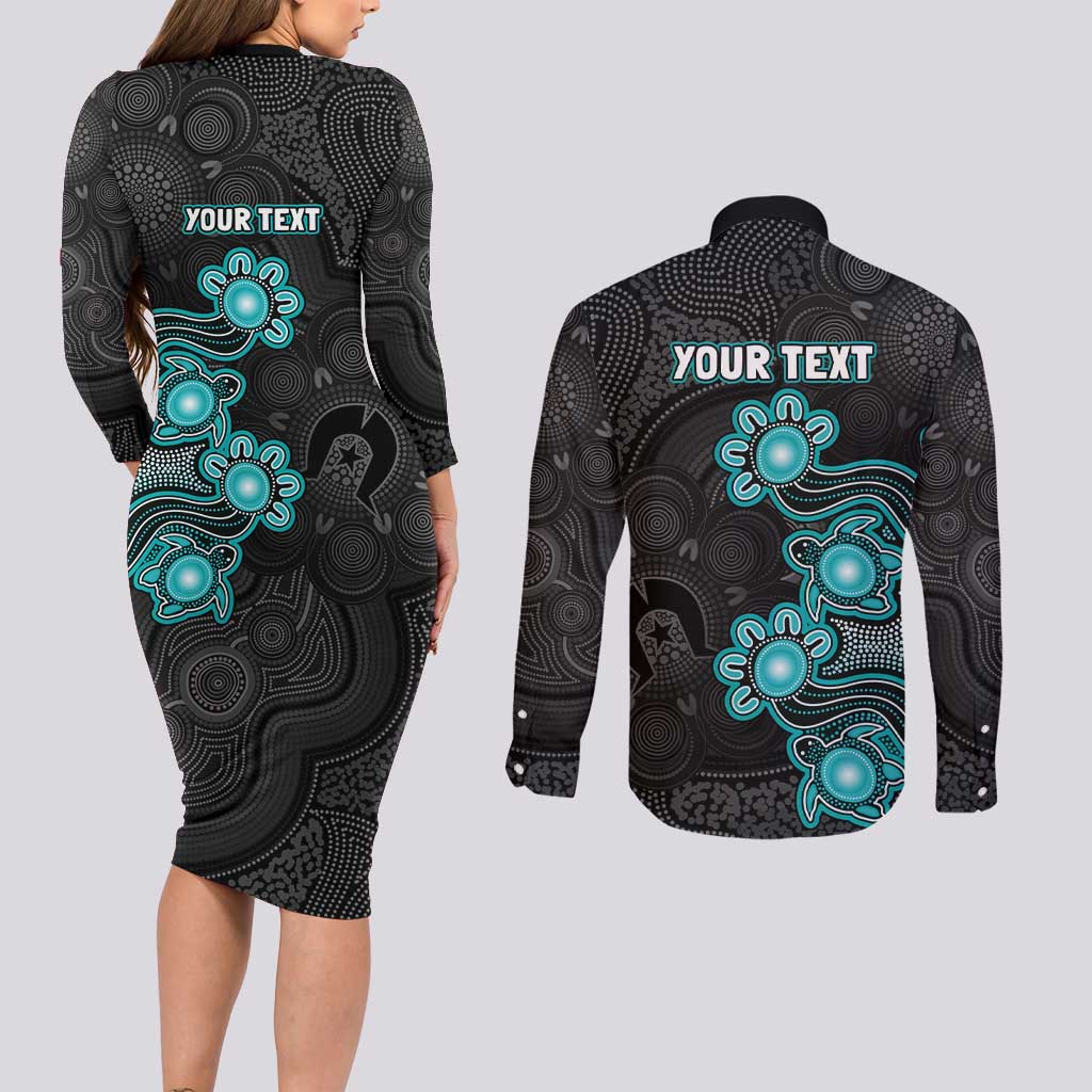 Personalised Brisbane Heat NAIDOC Week 2026 Couples Matching Long Sleeve Bodycon Dress and Long Sleeve Button Shirt Sea Turtles Aboriginal Art
