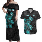 Personalised Brisbane Heat NAIDOC Week 2026 Couples Matching Off Shoulder Maxi Dress and Hawaiian Shirt Sea Turtles Aboriginal Art