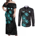 Personalised Brisbane Heat NAIDOC Week 2026 Couples Matching Off Shoulder Maxi Dress and Long Sleeve Button Shirt Sea Turtles Aboriginal Art