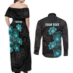 Personalised Brisbane Heat NAIDOC Week 2026 Couples Matching Off Shoulder Maxi Dress and Long Sleeve Button Shirt Sea Turtles Aboriginal Art