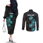 Personalised Brisbane Heat NAIDOC Week 2026 Couples Matching Off The Shoulder Long Sleeve Dress and Long Sleeve Button Shirt Sea Turtles Aboriginal Art