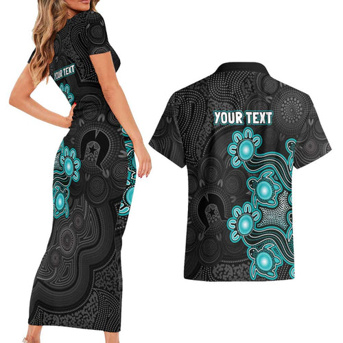 Personalised Brisbane Heat NAIDOC Week 2026 Couples Matching Short Sleeve Bodycon Dress and Hawaiian Shirt Sea Turtles Aboriginal Art