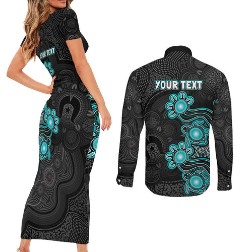 Personalised Brisbane Heat NAIDOC Week 2026 Couples Matching Short Sleeve Bodycon Dress and Long Sleeve Button Shirt Sea Turtles Aboriginal Art