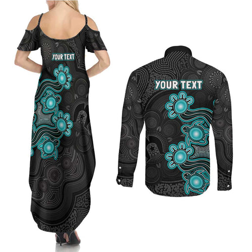Personalised Brisbane Heat NAIDOC Week 2026 Couples Matching Summer Maxi Dress and Long Sleeve Button Shirt Sea Turtles Aboriginal Art
