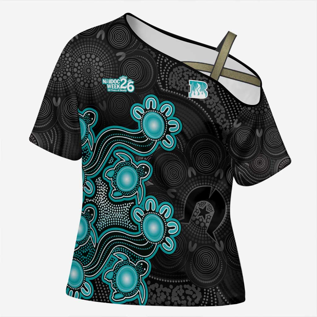 Personalised Brisbane Heat NAIDOC Week 2026 Cross Shoulder Shirt Sea Turtles Aboriginal Art