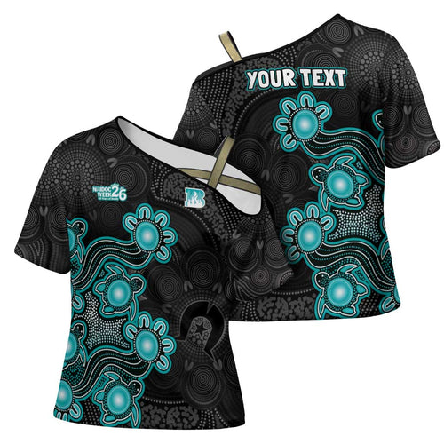 Personalised Brisbane Heat NAIDOC Week 2026 Cross Shoulder Shirt Sea Turtles Aboriginal Art