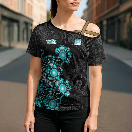 Personalised Brisbane Heat NAIDOC Week 2026 Cross Shoulder Shirt Sea Turtles Aboriginal Art