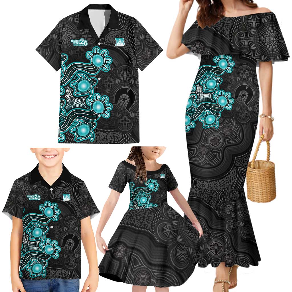 Personalised Brisbane Heat NAIDOC Week 2026 Family Matching Mermaid Dress and Hawaiian Shirt Sea Turtles Aboriginal Art
