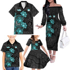 Personalised Brisbane Heat NAIDOC Week 2026 Family Matching Off The Shoulder Long Sleeve Dress and Hawaiian Shirt Sea Turtles Aboriginal Art