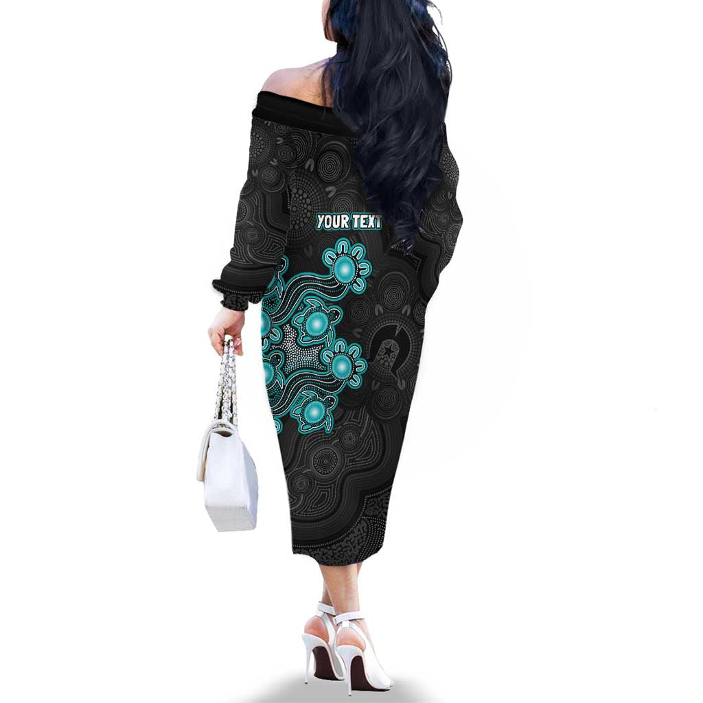 Personalised Brisbane Heat NAIDOC Week 2026 Family Matching Off The Shoulder Long Sleeve Dress and Hawaiian Shirt Sea Turtles Aboriginal Art