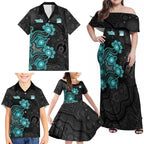 Personalised Brisbane Heat NAIDOC Week 2026 Family Matching Off Shoulder Maxi Dress and Hawaiian Shirt Sea Turtles Aboriginal Art