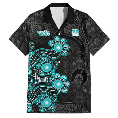 Personalised Brisbane Heat NAIDOC Week 2026 Family Matching Puletasi and Hawaiian Shirt Sea Turtles Aboriginal Art