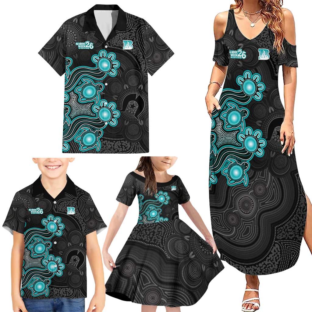 Personalised Brisbane Heat NAIDOC Week 2026 Family Matching Summer Maxi Dress and Hawaiian Shirt Sea Turtles Aboriginal Art