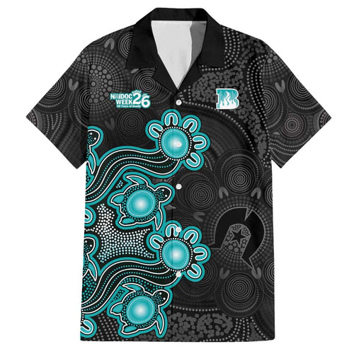 Personalised Brisbane Heat NAIDOC Week 2026 Hawaiian Shirt Sea Turtles Aboriginal Art