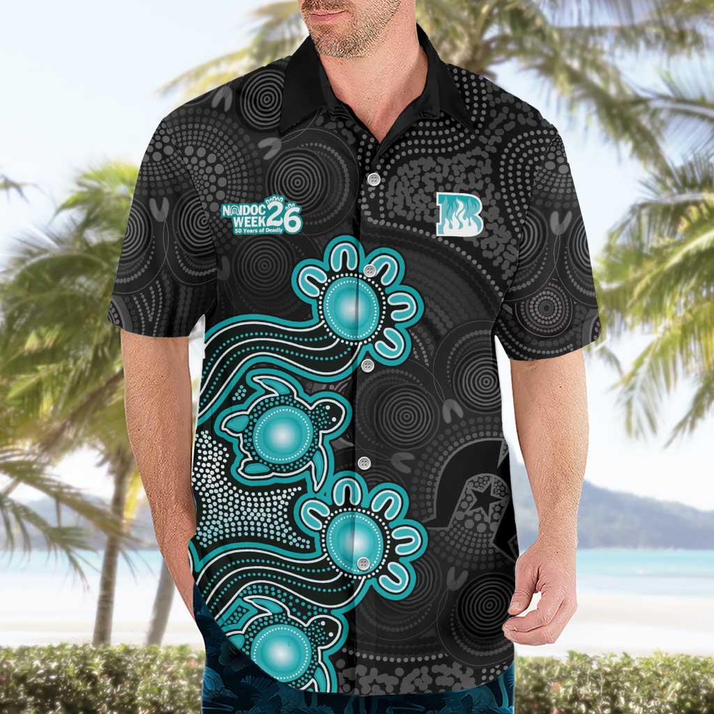 Personalised Brisbane Heat NAIDOC Week 2026 Hawaiian Shirt Sea Turtles Aboriginal Art