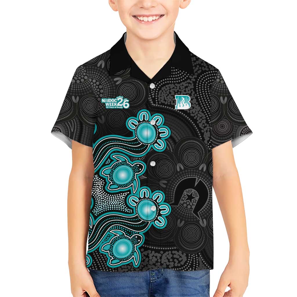 Personalised Brisbane Heat NAIDOC Week 2026 Kid Hawaiian Shirt Sea Turtles Aboriginal Art