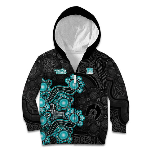 Personalised Brisbane Heat NAIDOC Week 2026 Kid Hoodie Sea Turtles Aboriginal Art