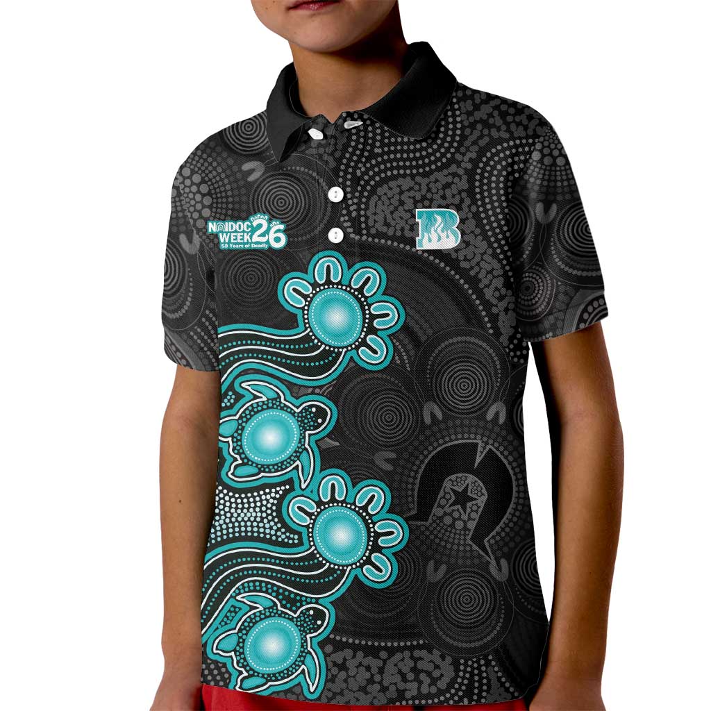 Personalised Brisbane Heat NAIDOC Week 2026 Kid Polo Shirt Sea Turtles Aboriginal Art