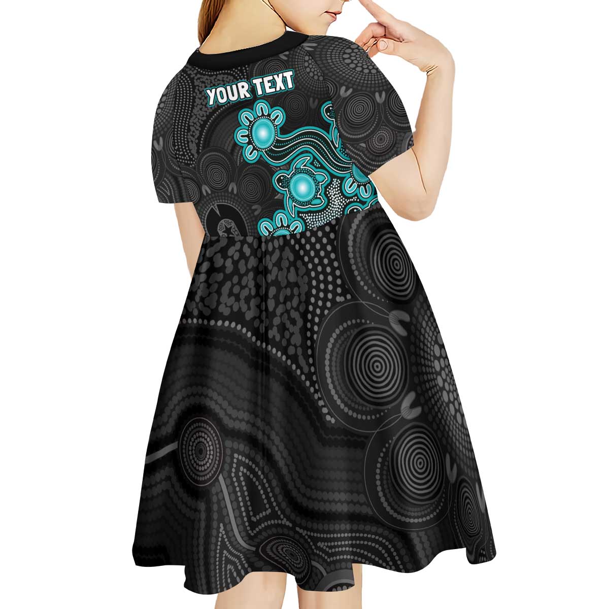 Personalised Brisbane Heat NAIDOC Week 2026 Kid Short Sleeve Dress Sea Turtles Aboriginal Art