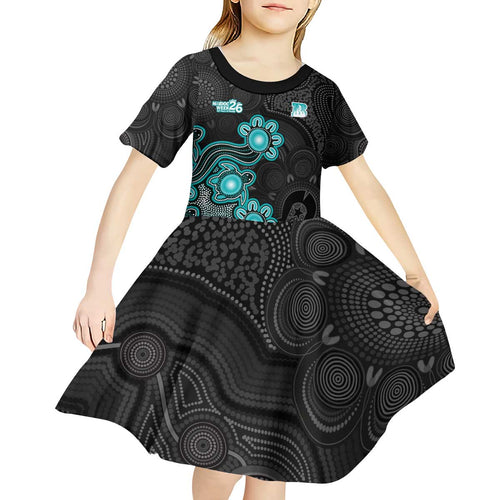 Personalised Brisbane Heat NAIDOC Week 2026 Kid Short Sleeve Dress Sea Turtles Aboriginal Art