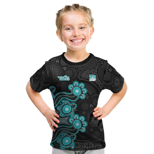 Personalised Brisbane Heat NAIDOC Week 2026 Kid T Shirt Sea Turtles Aboriginal Art