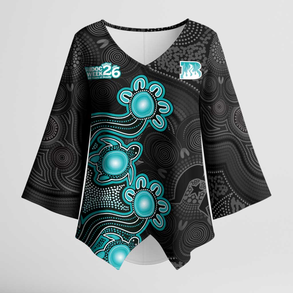 Personalised Brisbane Heat NAIDOC Week 2026 Kimono Sleeve Blouse Sea Turtles Aboriginal Art