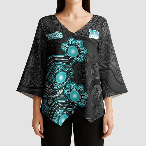 Personalised Brisbane Heat NAIDOC Week 2026 Kimono Sleeve Blouse Sea Turtles Aboriginal Art