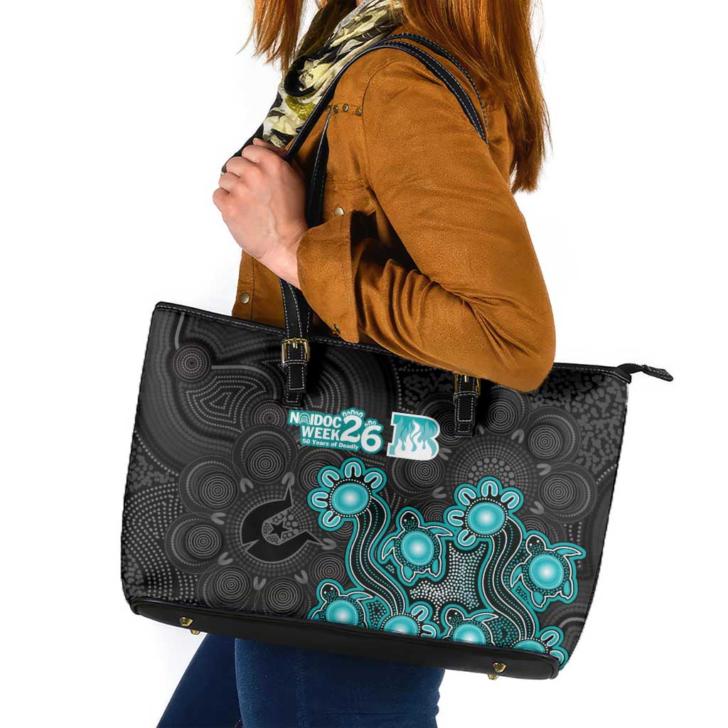 Brisbane Heat NAIDOC Week 2026 Leather Tote Bag Sea Turtles Aboriginal Art