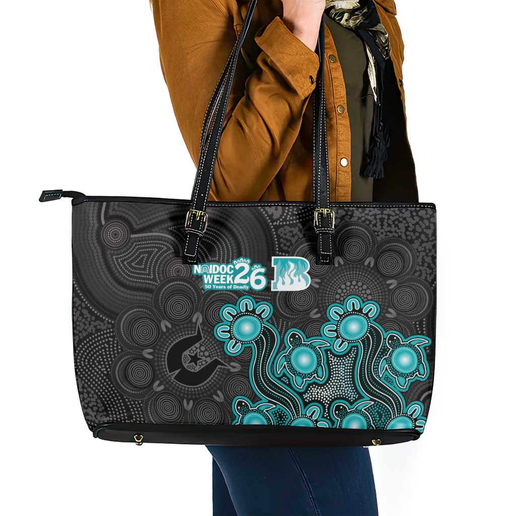 Brisbane Heat NAIDOC Week 2026 Leather Tote Bag Sea Turtles Aboriginal Art