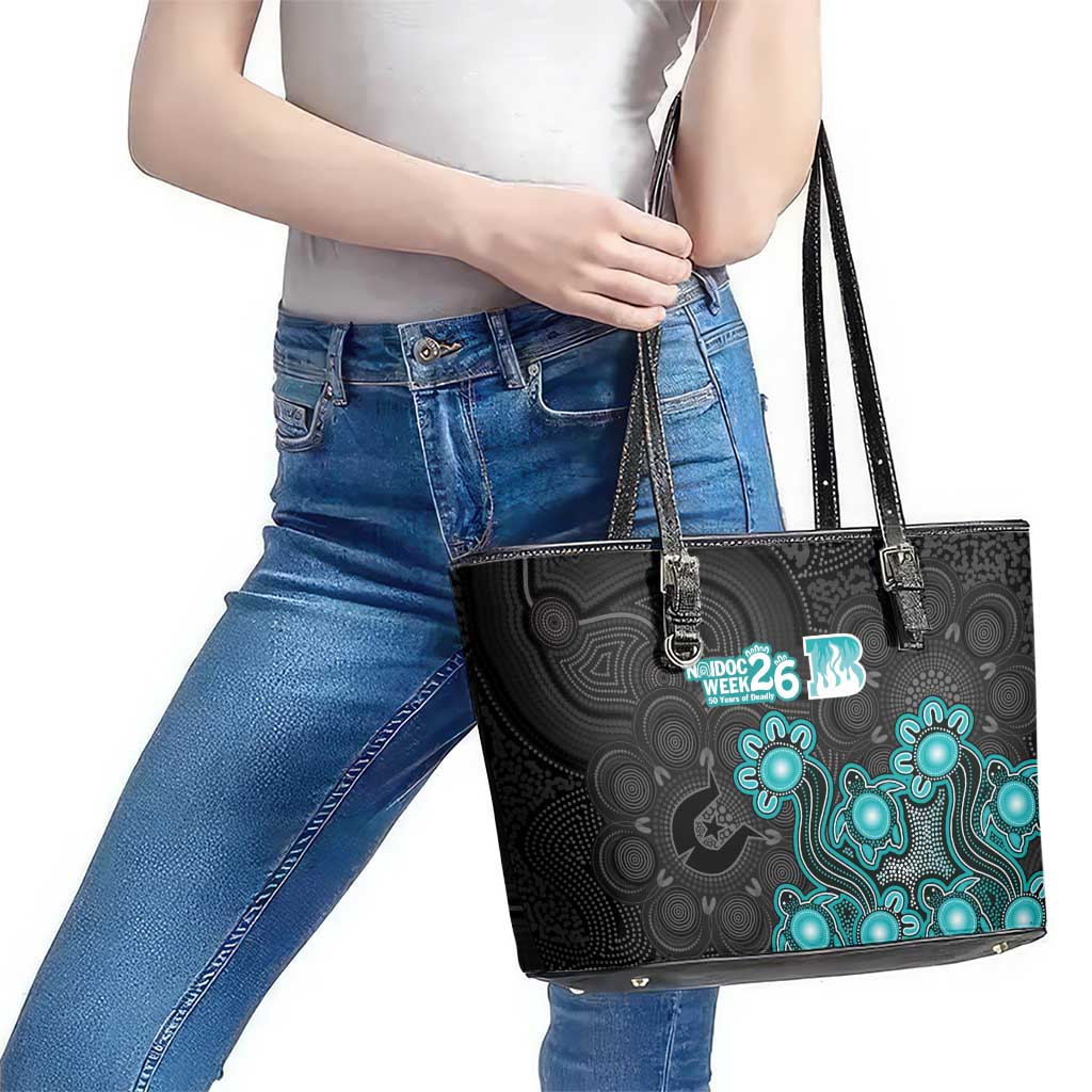Brisbane Heat NAIDOC Week 2026 Leather Tote Bag Sea Turtles Aboriginal Art