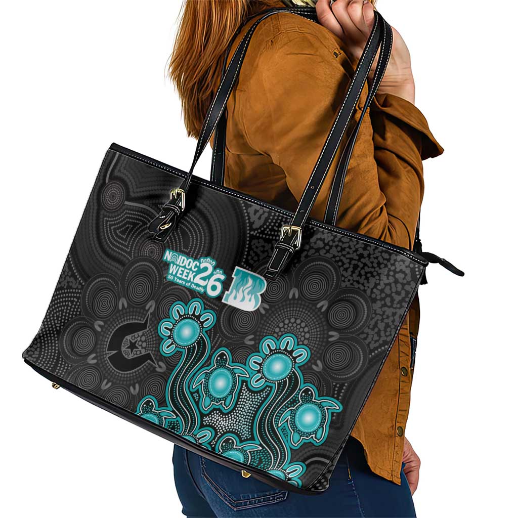 Brisbane Heat NAIDOC Week 2026 Leather Tote Bag Sea Turtles Aboriginal Art