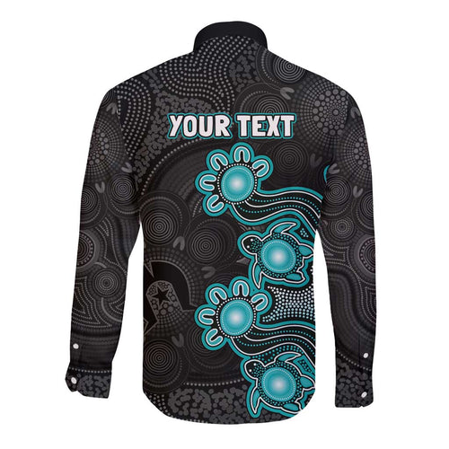 Personalised Brisbane Heat NAIDOC Week 2026 Long Sleeve Button Shirt Sea Turtles Aboriginal Art